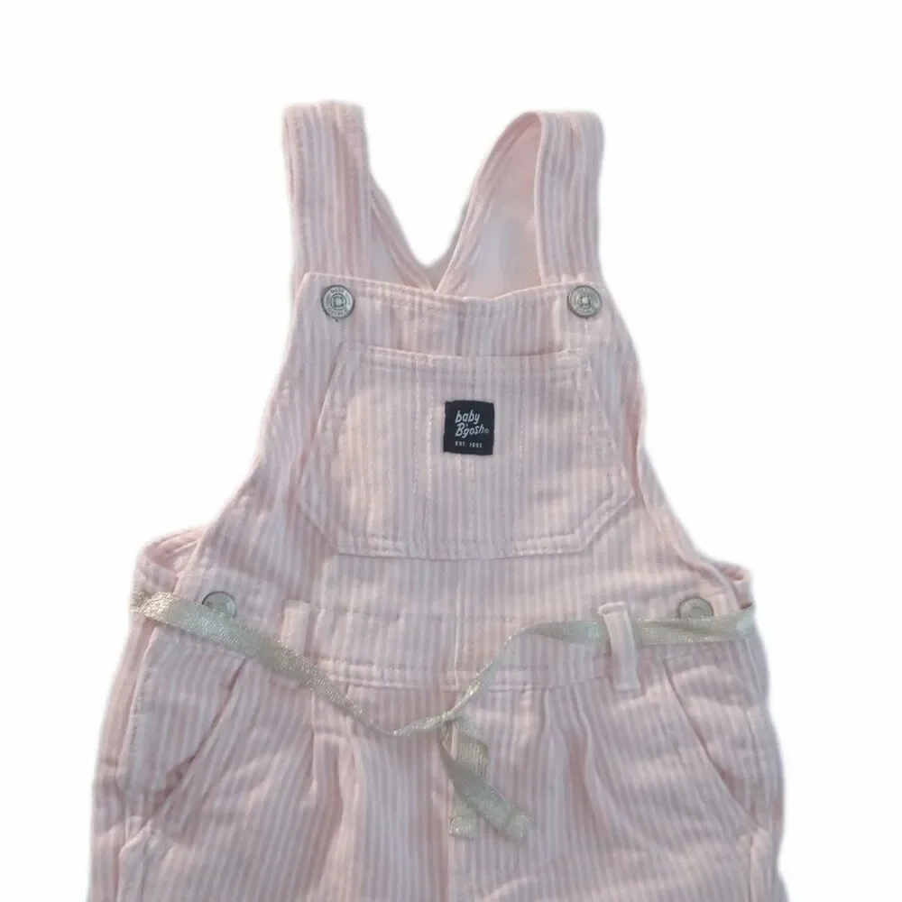 Oshkosh Pink Striped Overall Pants sz 24M Girls